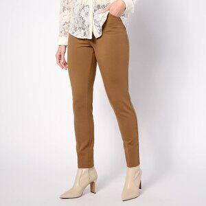 GRAVER Susan Graver Petite Stretch Slim Leg Ankle Pants- Mocha (Sz PS) a623500